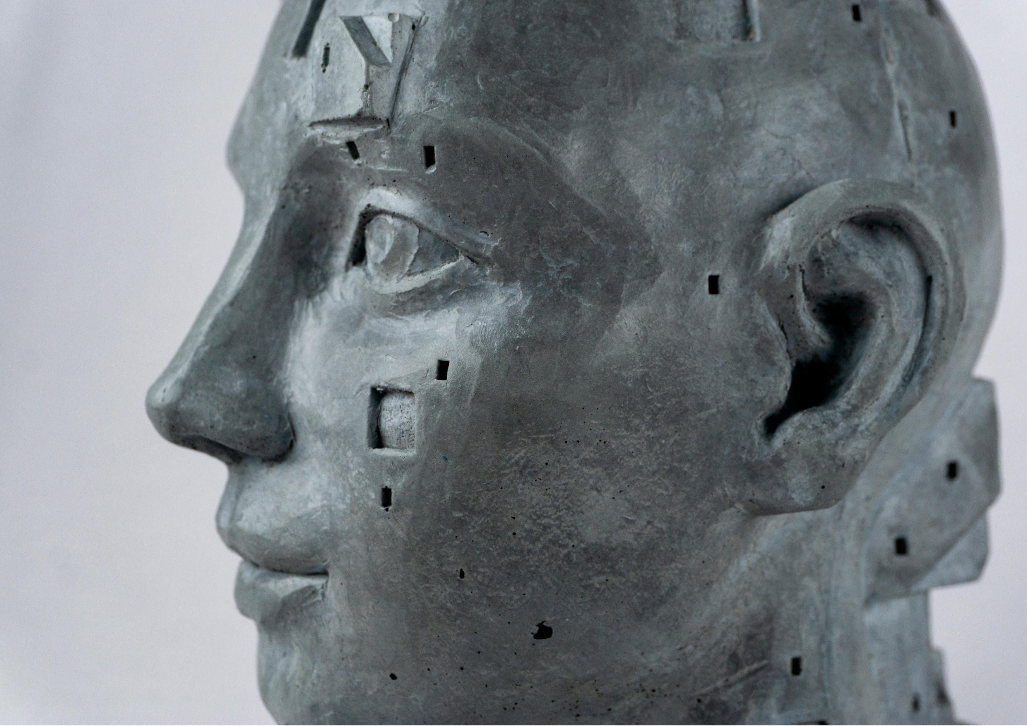 Dark Gray Architectural Bust in Cement - 