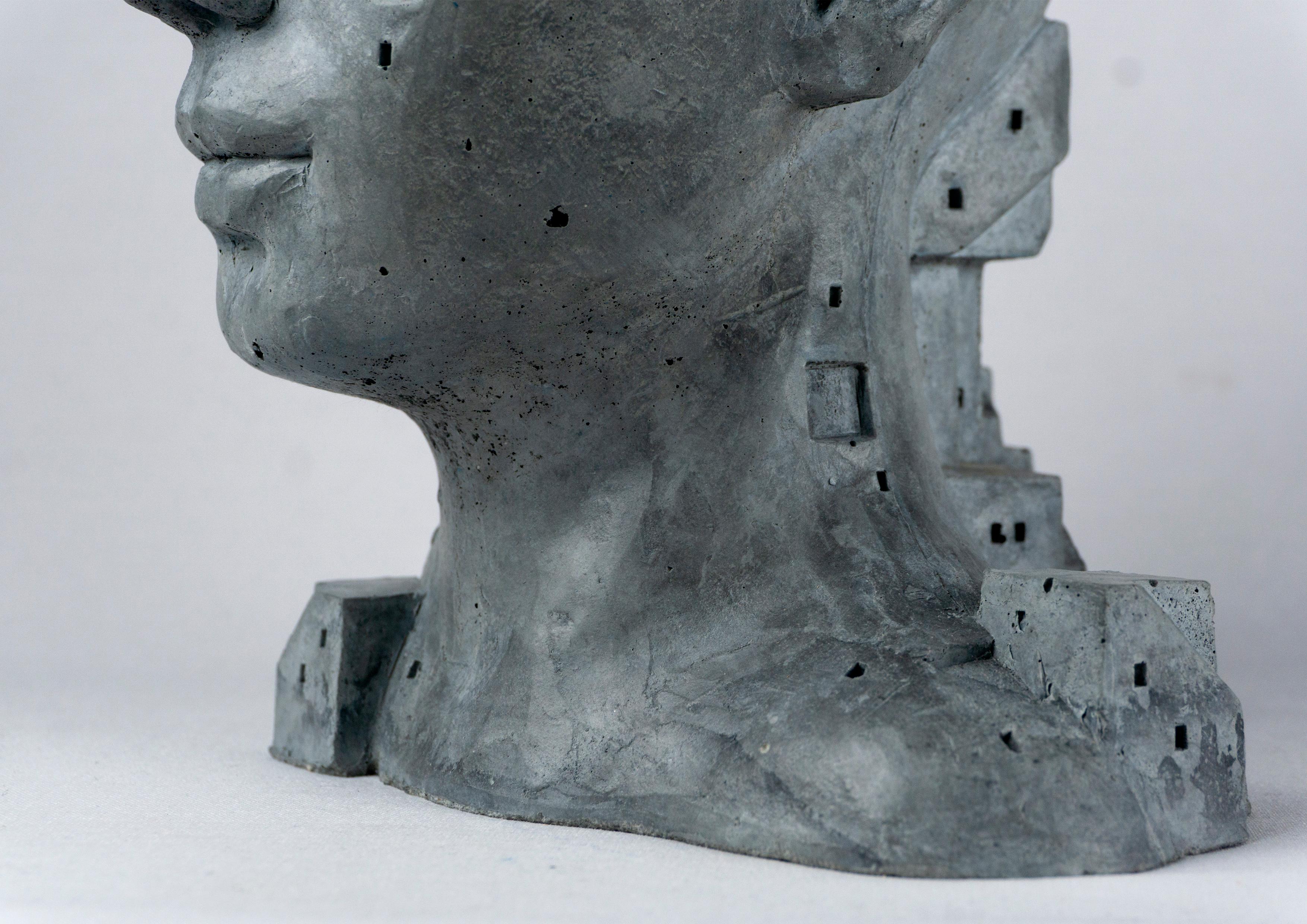 Dark Gray Architectural Bust in Cement - 