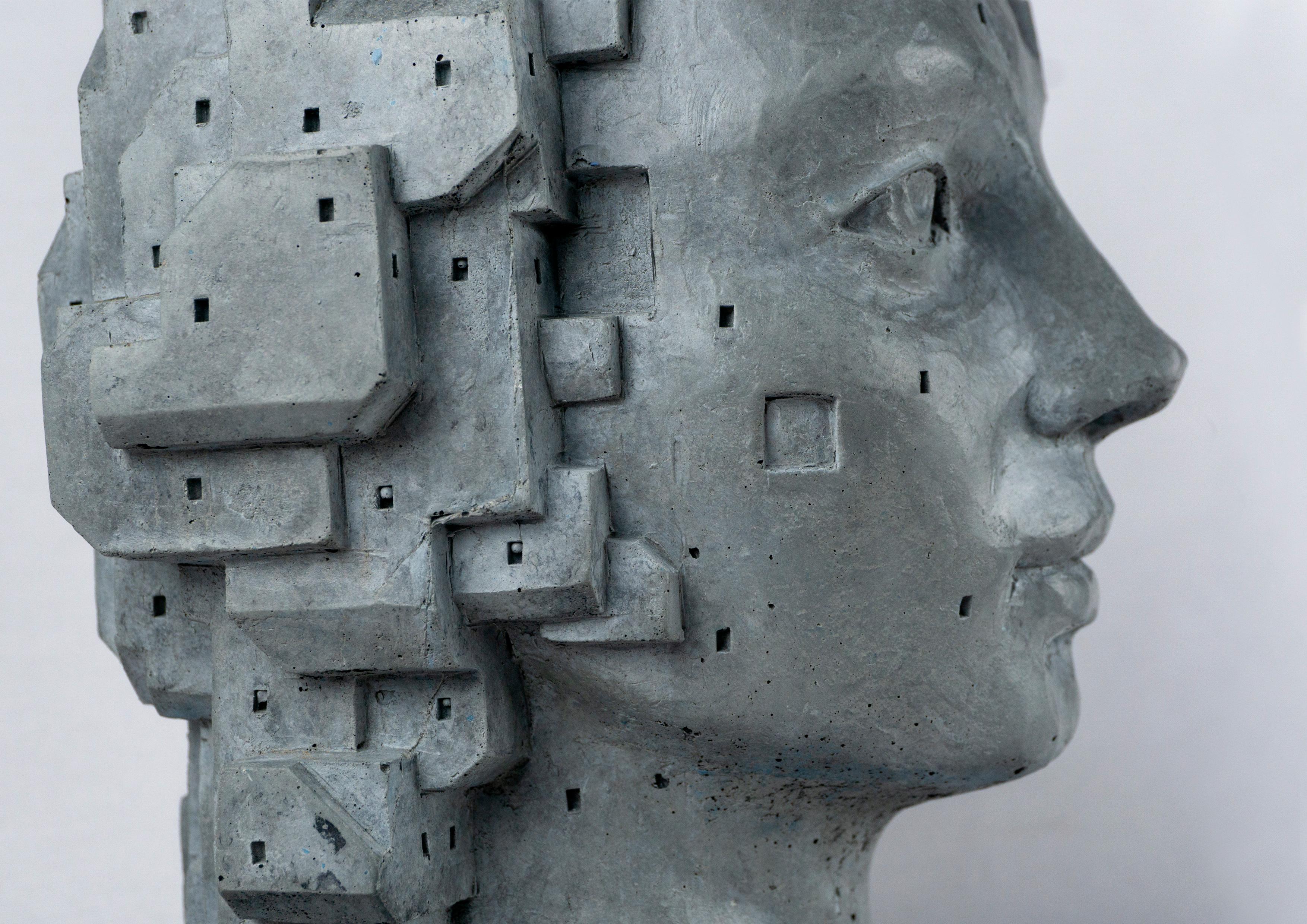 Dark Gray Architectural Bust in Cement - 