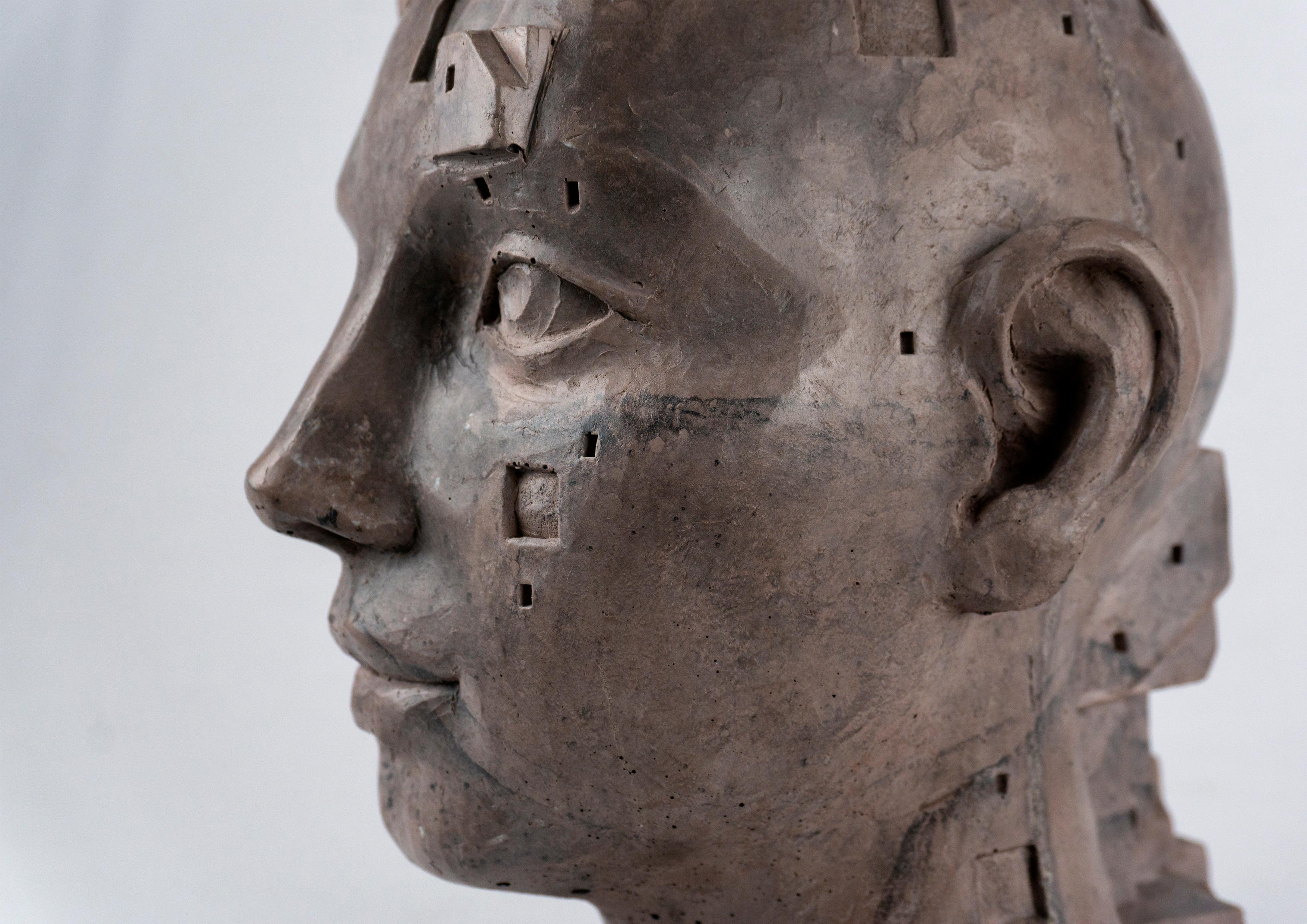 Reddish-Brown Bust with Black Veins - 
