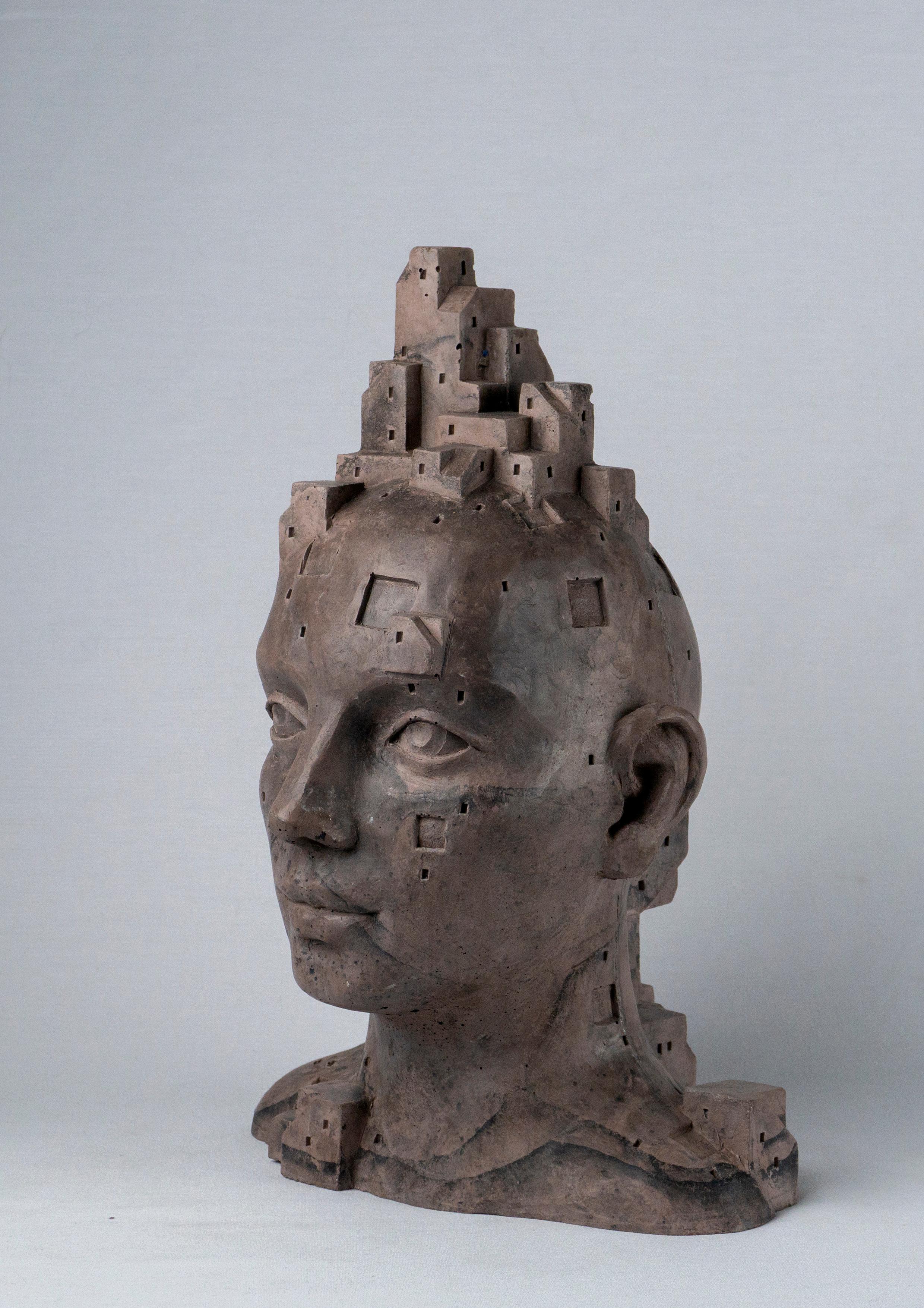 Reddish-Brown Bust with Black Veins - 