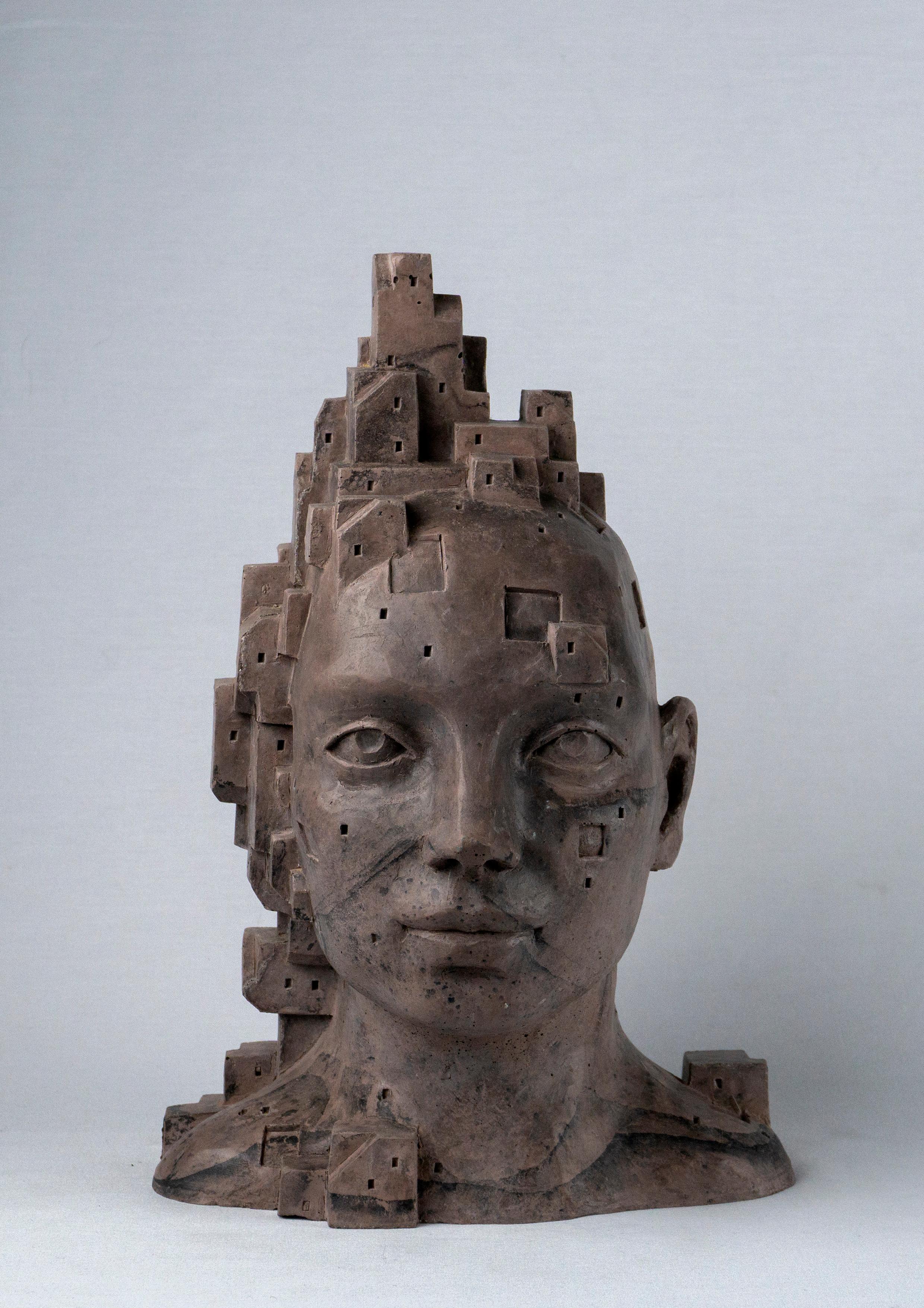 Reddish-Brown Bust with Black Veins - 