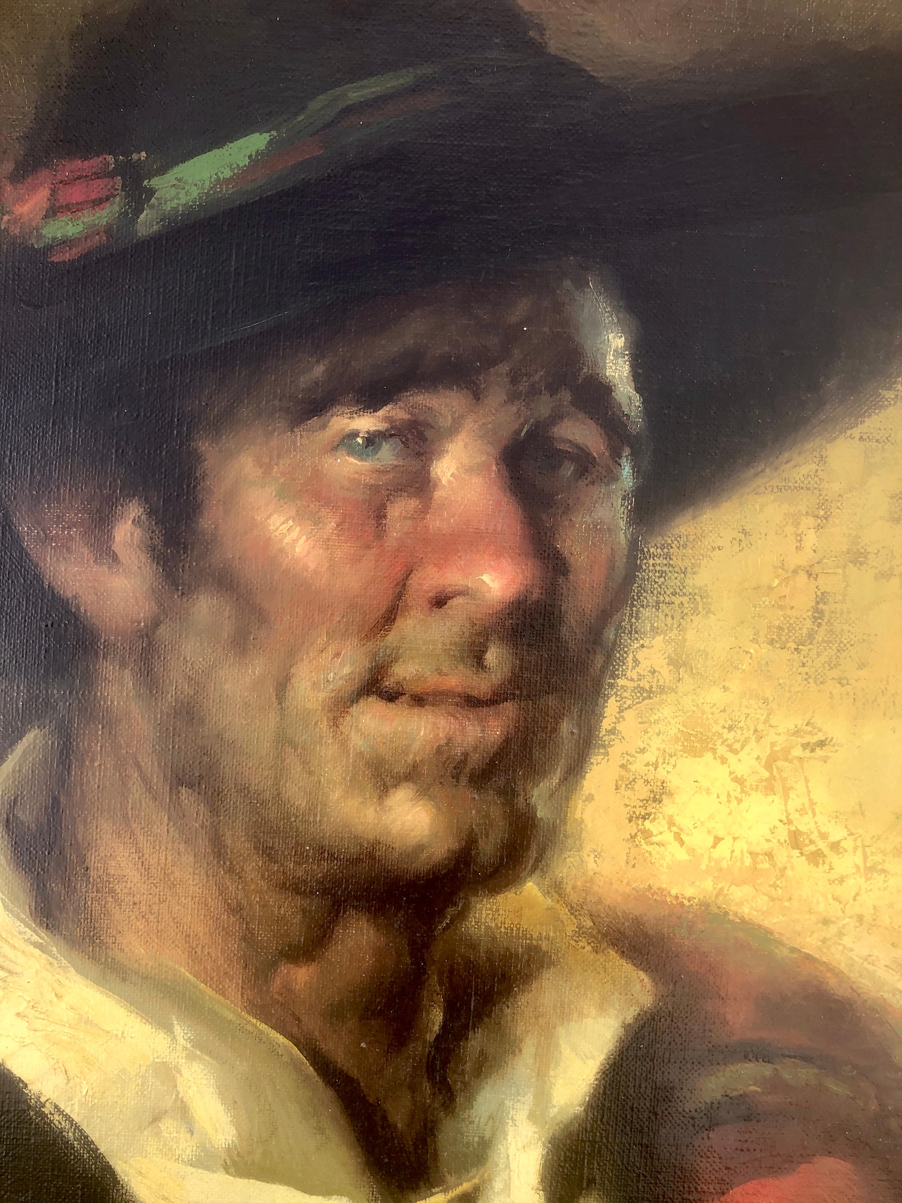 Goyesque Mann Öl auf Leinwand Gemälde Porträt im Angebot 1