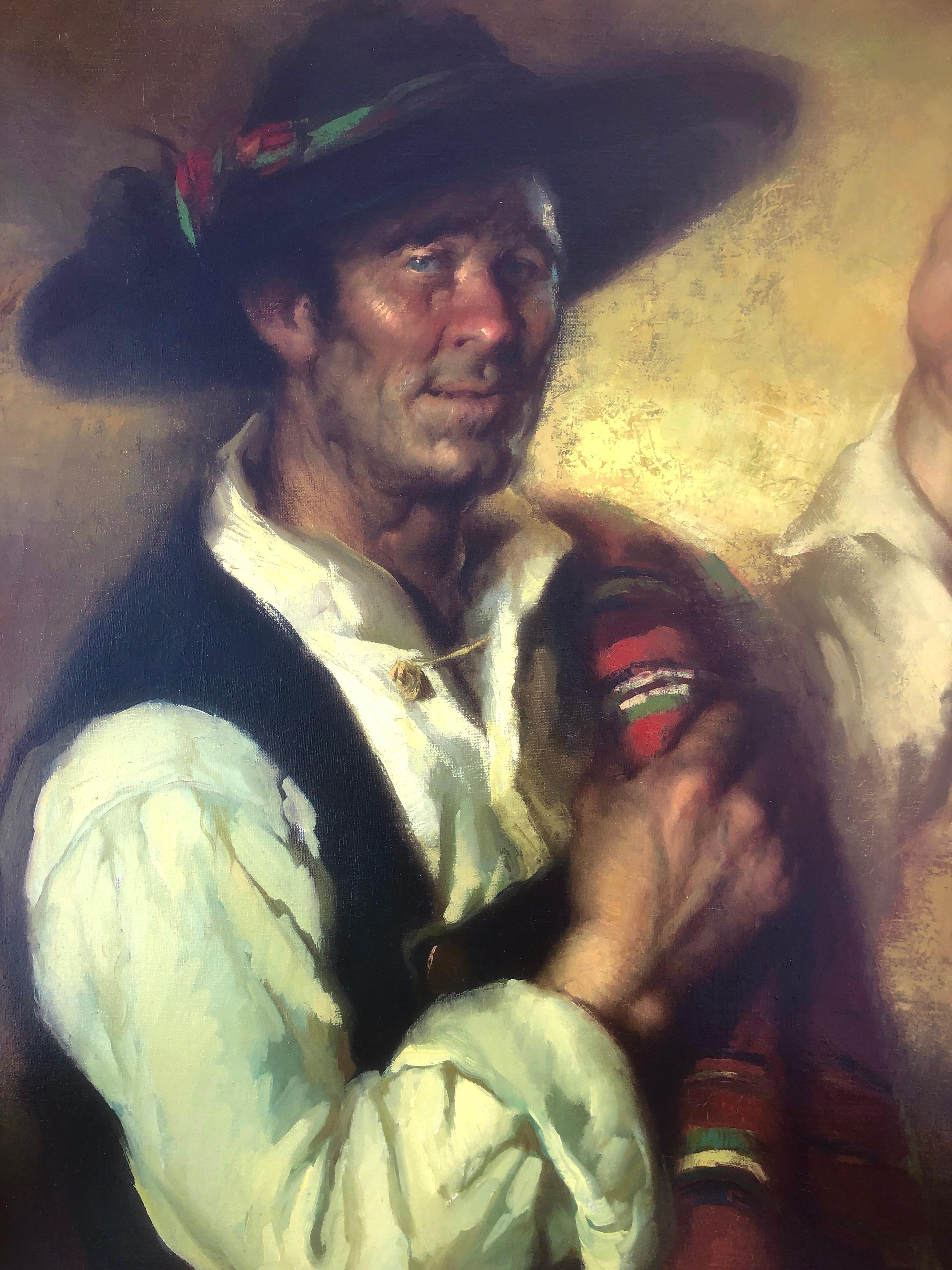Goyesque man oil on canvas painting portrait For Sale 1