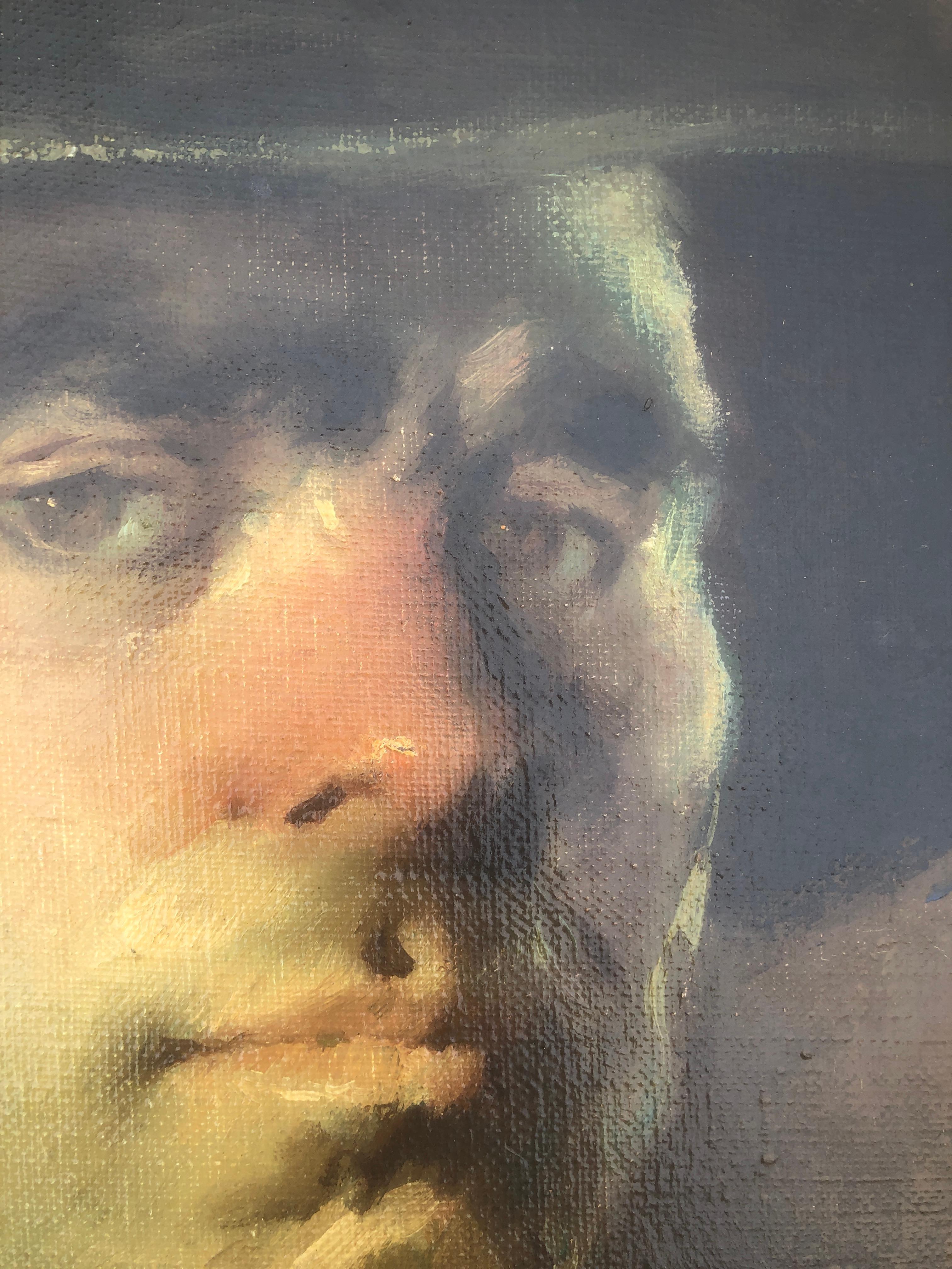 Goyesque man oil on canvas painting portrait For Sale 1