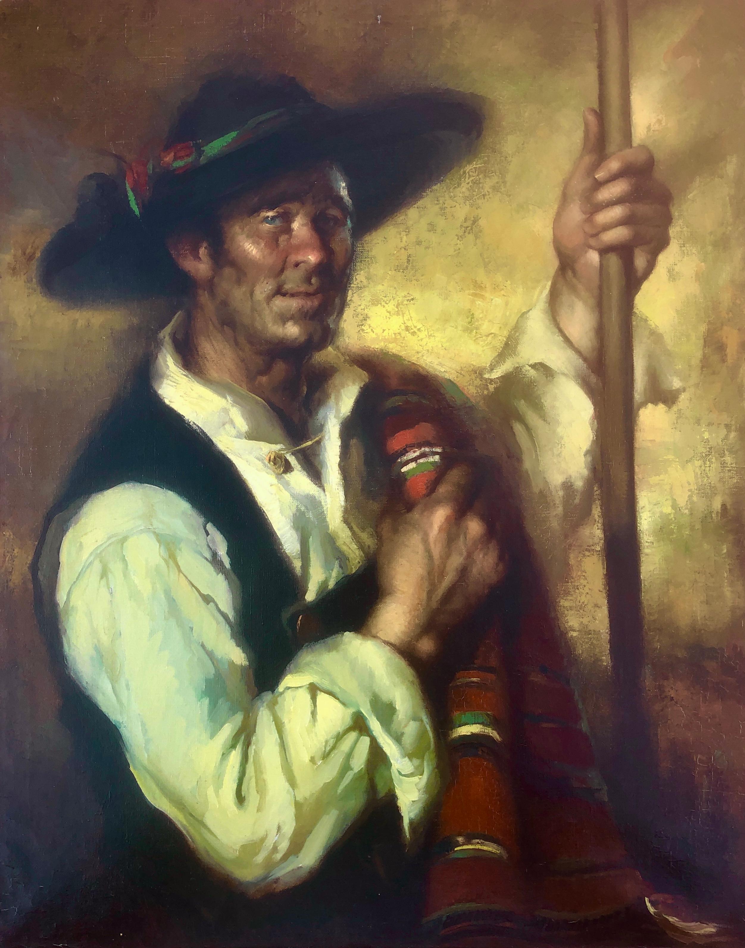 Jose Puyet  Figurative Painting - Goyesque man oil on canvas painting portrait