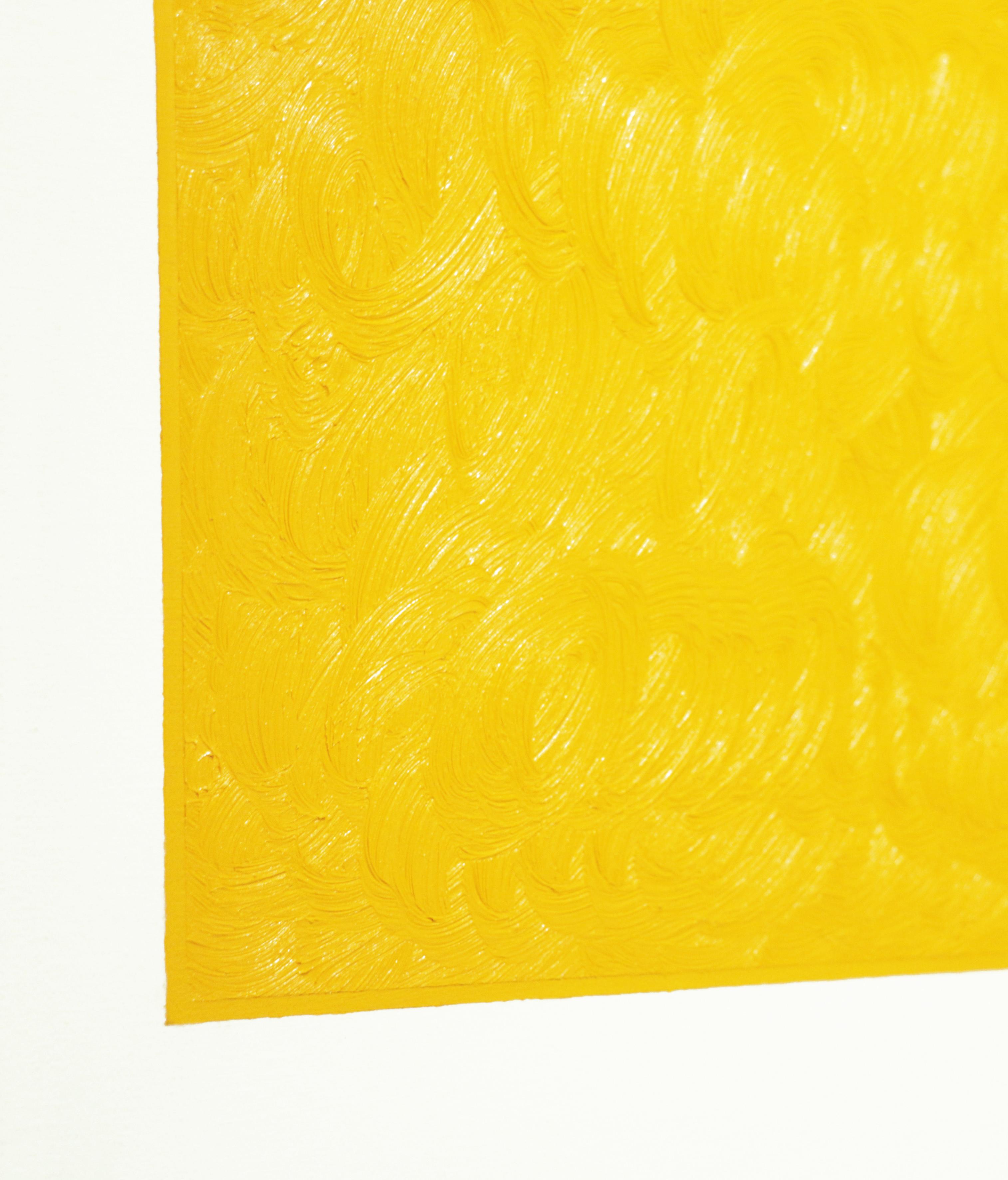 Yellow, Acrylic and oil on canvas minimalistic  painting - Gray Still-Life Painting by Jose Ricardo Contreras Gonzalez