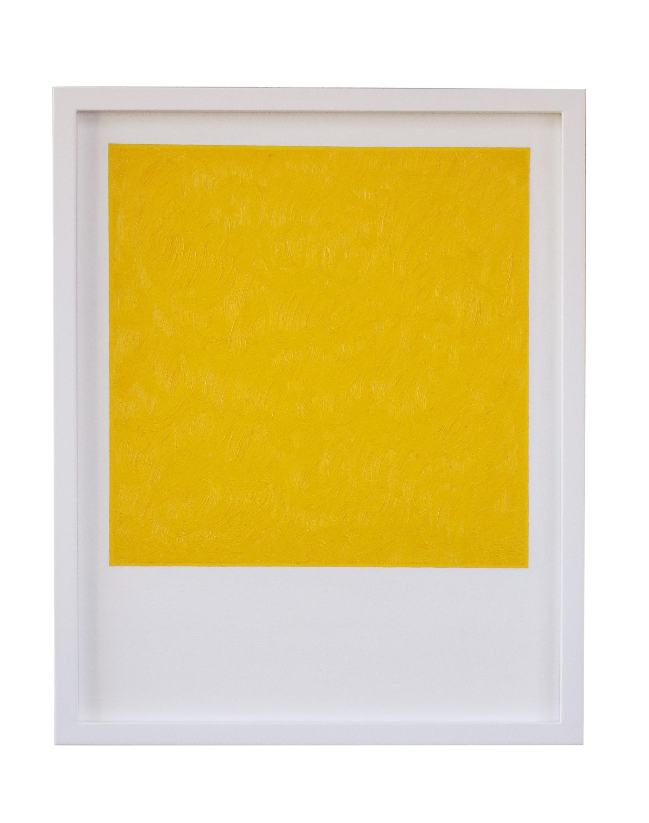 Yellow, Acrylic and oil on canvas minimalistic  painting - Painting by Jose Ricardo Contreras Gonzalez