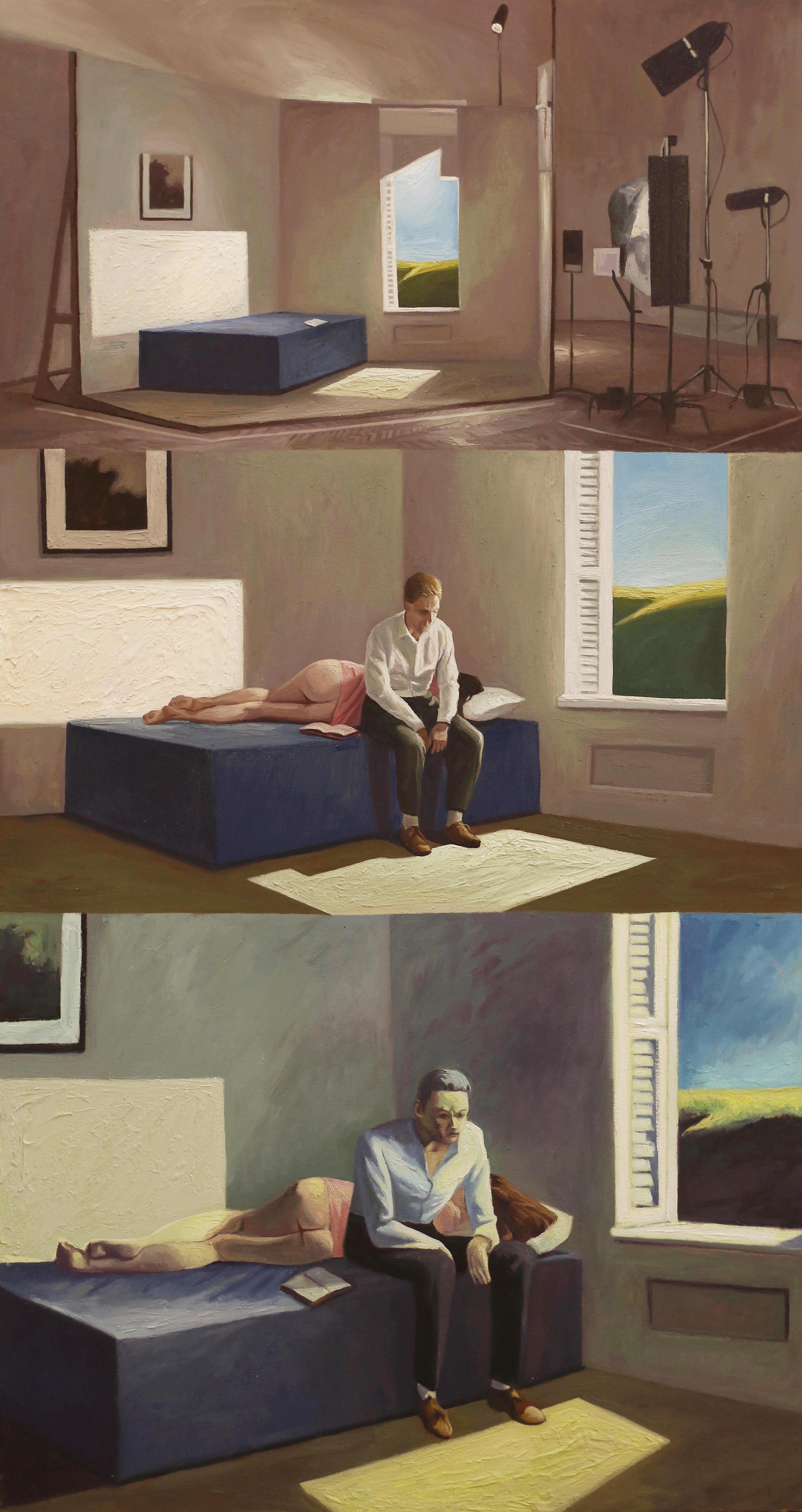 Jose Ricardo Contreras Gonzalez Figurative Painting - Excursión a la Filosofía (An Excursion into Philosophy). From The Light Series
