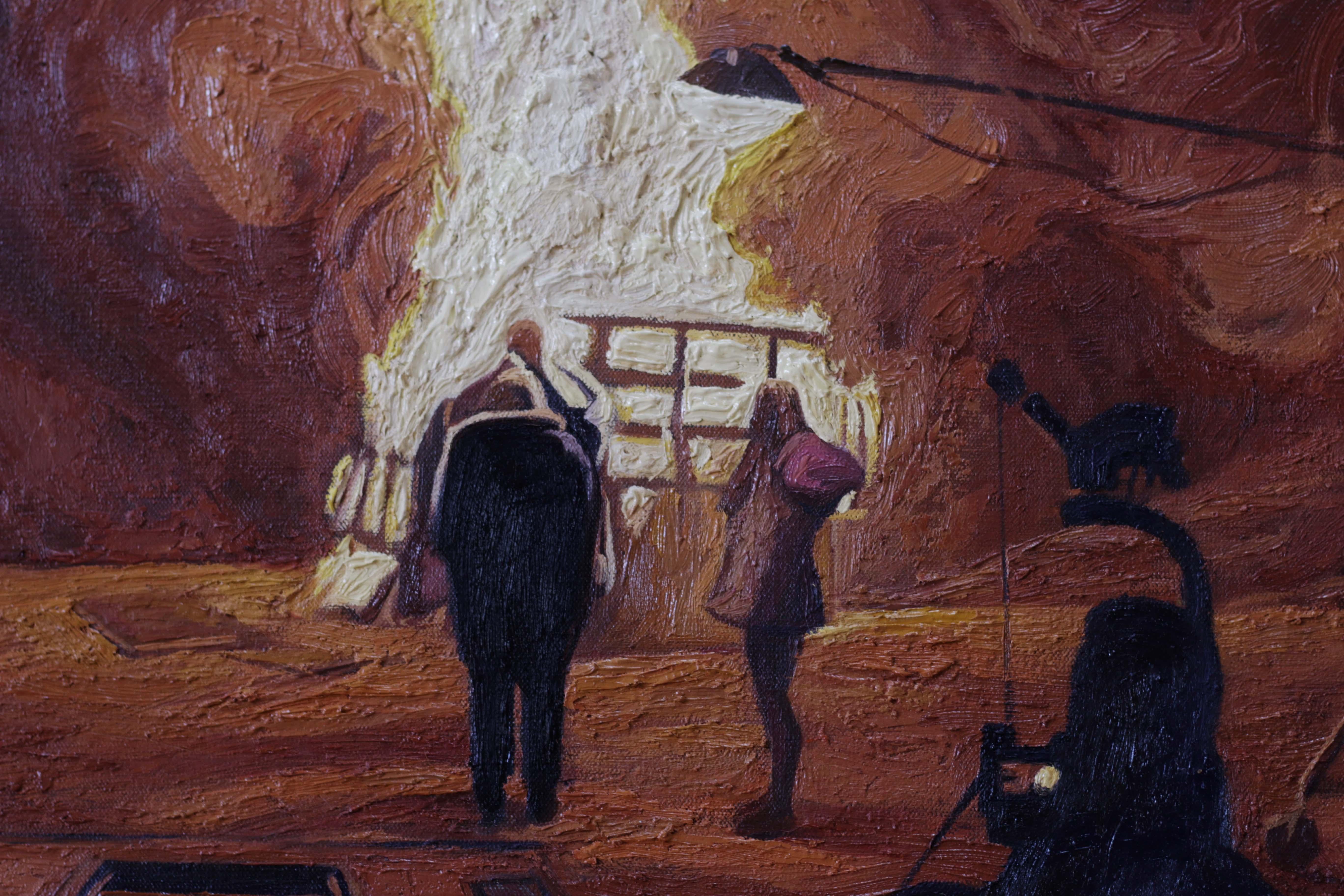 Feuer, Öl auf Leinwand, Landschafts-Stillleben  Malerei  – Painting von Jose Ricardo Contreras Gonzalez