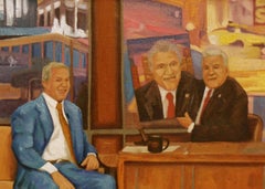 George W. Bush gifts Jay Leno a portrait of Jay Leno. Figurative Painting