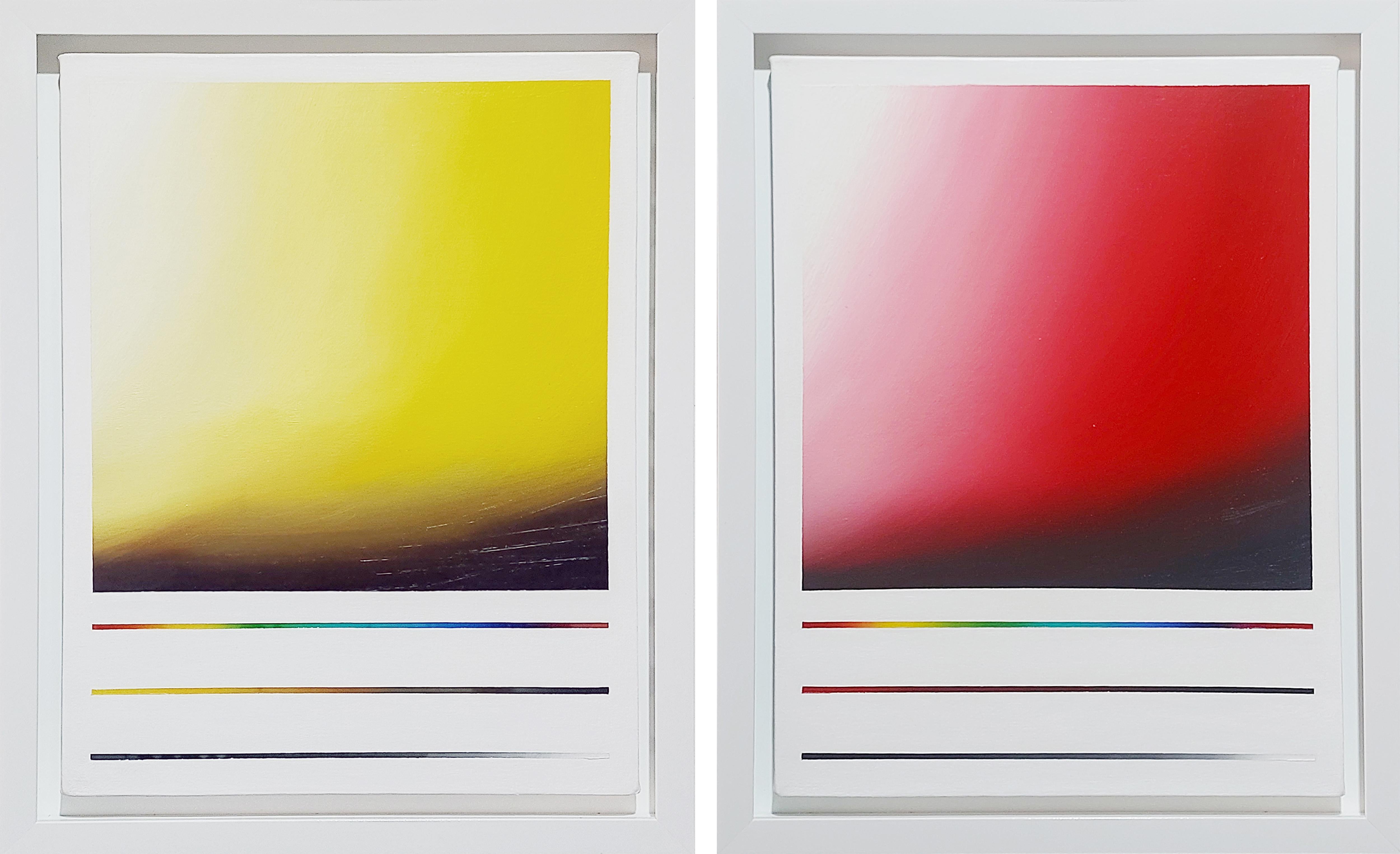 Jose Ricardo Contreras Gonzalez Abstract Painting - Herramienta en Amarillo & Rojo. From The Composition with Tools series