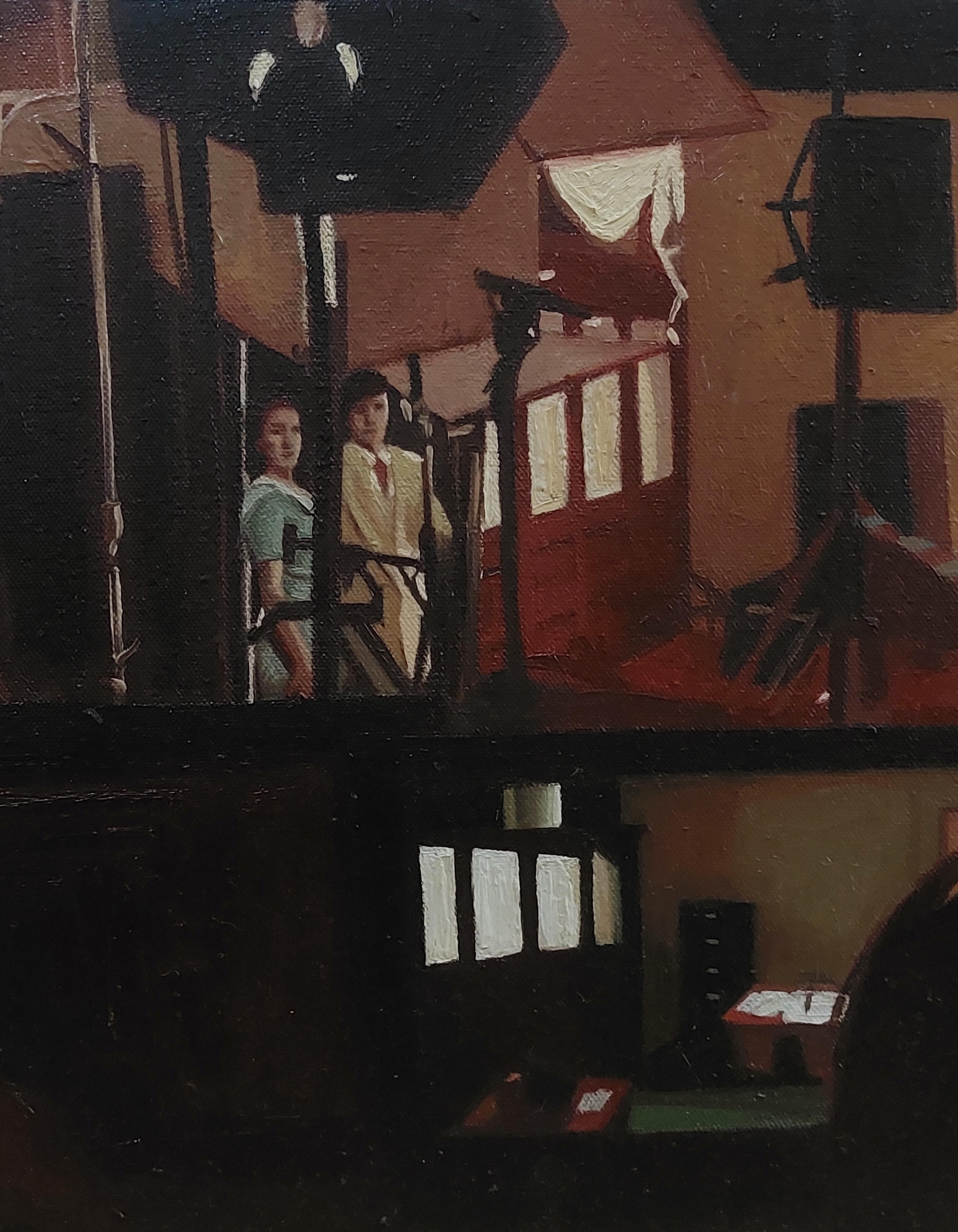 The Light 9, peinture d'intérieur d'un plateau de tournage - Painting de Jose Ricardo Contreras Gonzalez