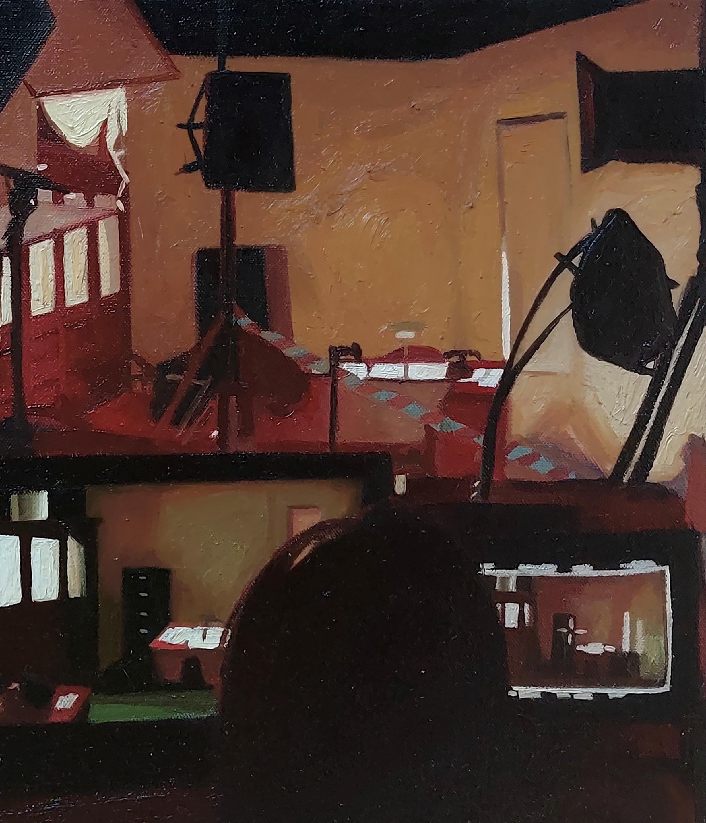 The Light 9, peinture d'intérieur d'un plateau de tournage - Contemporain Painting par Jose Ricardo Contreras Gonzalez