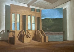 Set of 4 paintings. Interiors of film sets from the series  The Light.