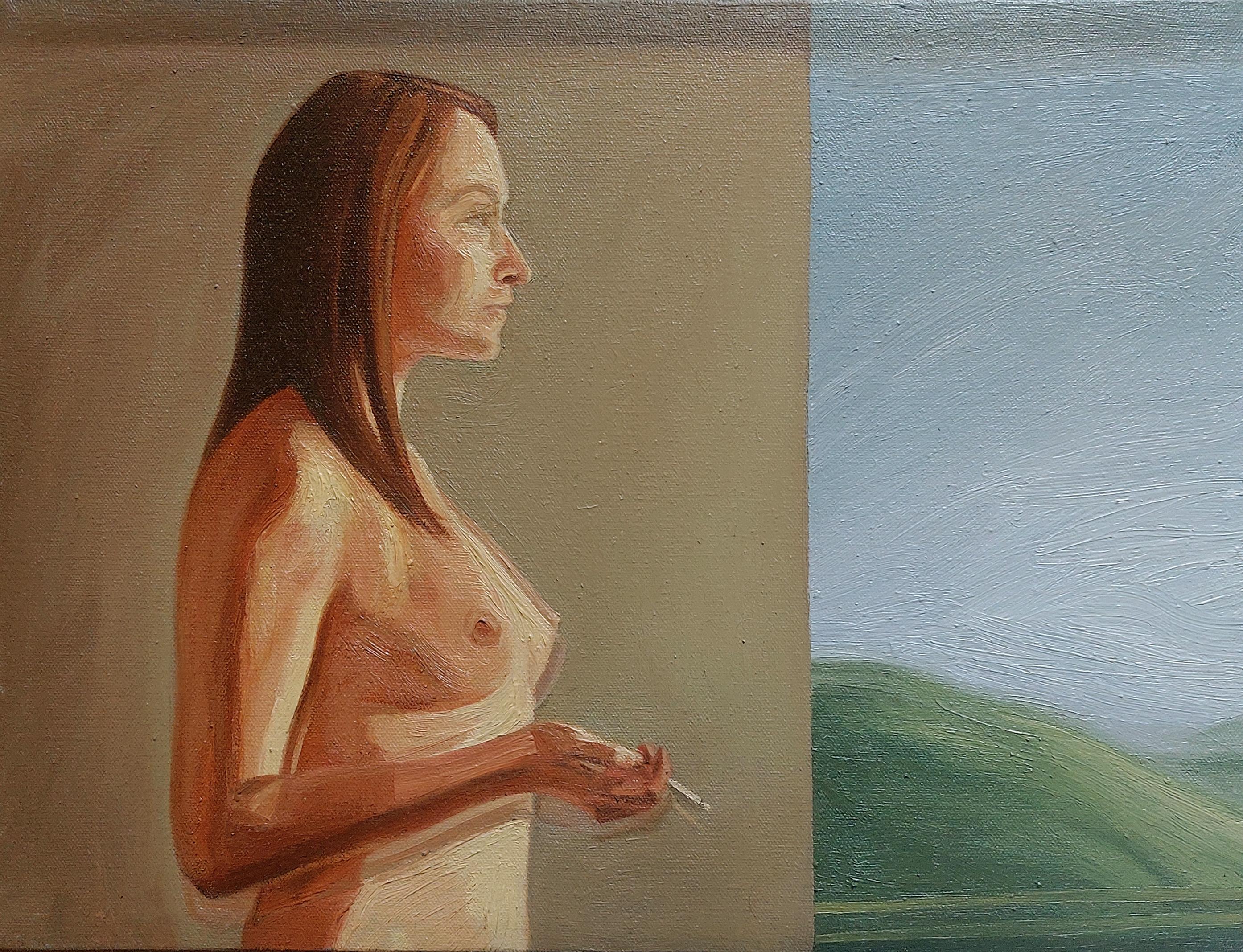 Set di 5 dipinti. Dalla serie The Light, interni di set cinematografici - Painting di Jose Ricardo Contreras Gonzalez