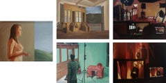 Conjunto de 5 cuadros. De la serie Light, Interiores de decorados de cine