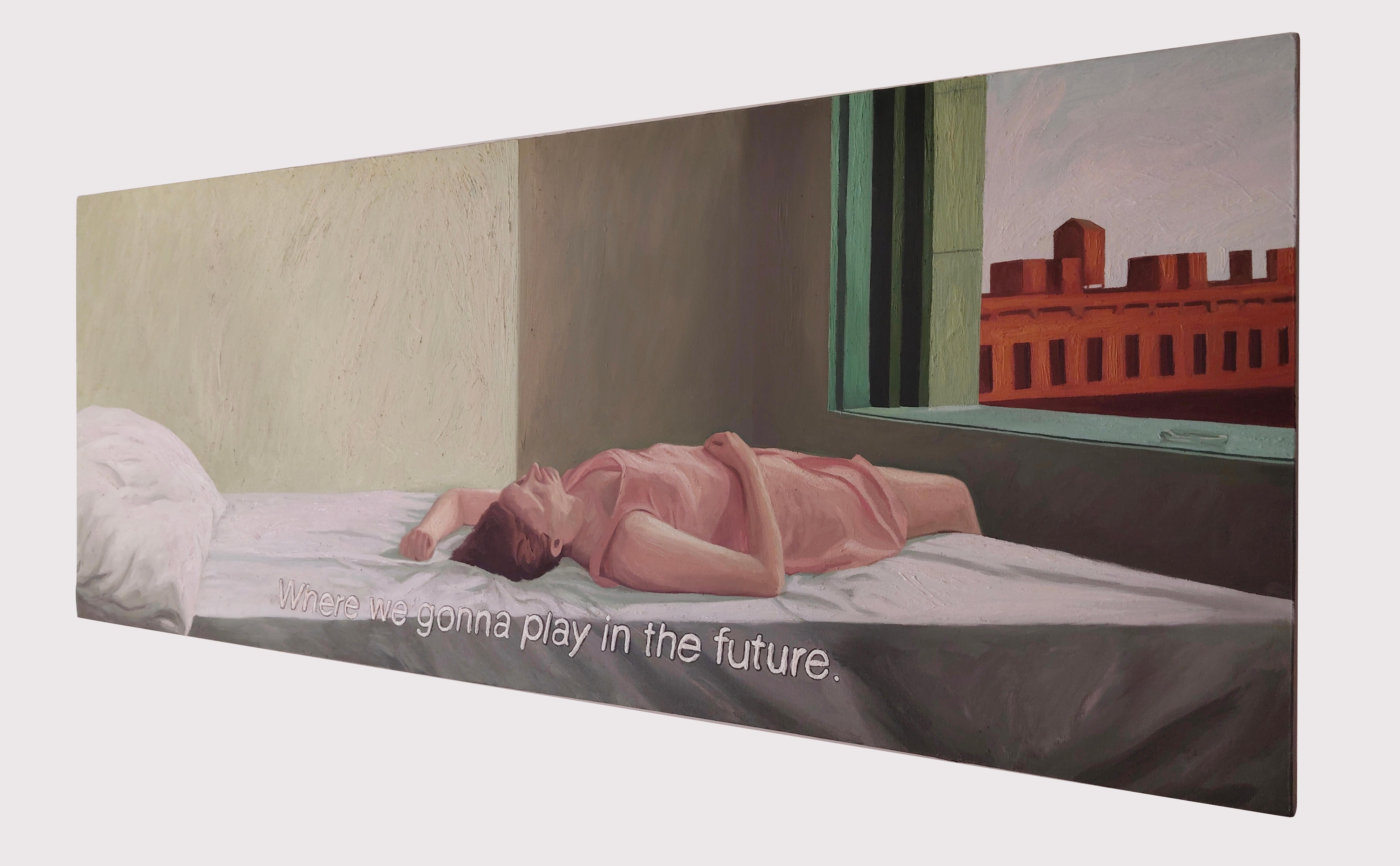 Dónde vamos a jugar en el futuro. De la serie Light - Figurative Painting Marrón de Jose Ricardo Contreras Gonzalez
