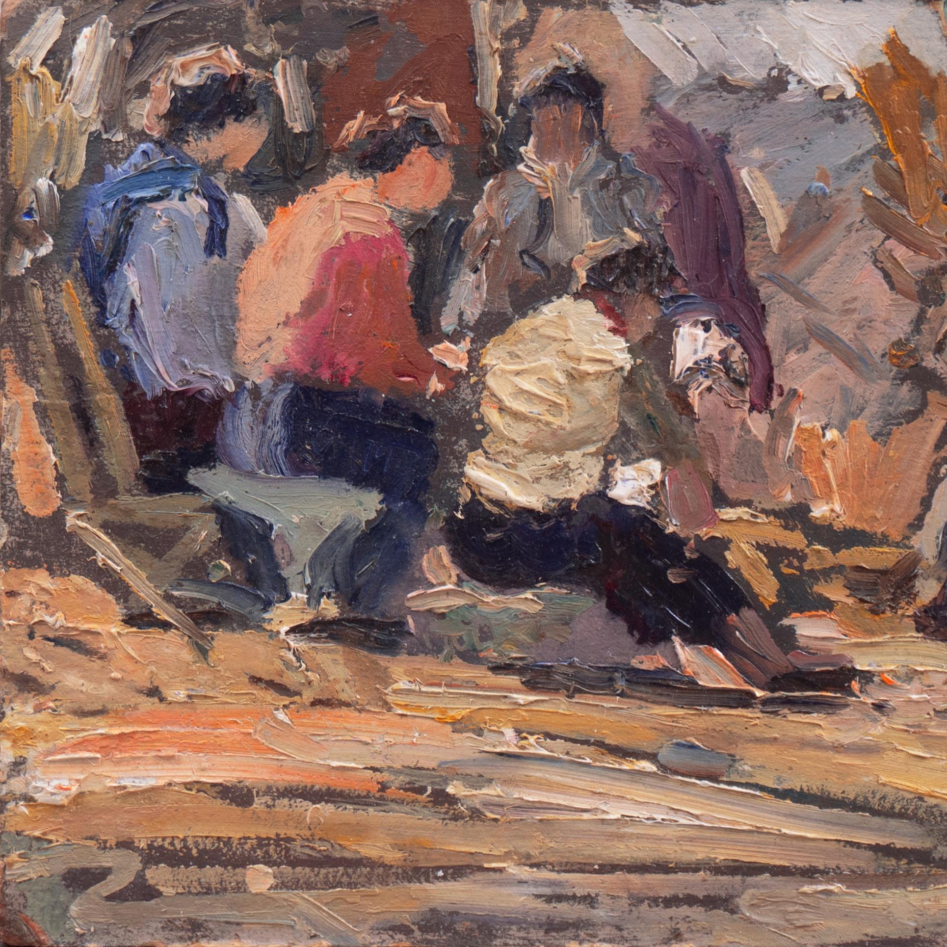 'Seated around the Fire', Argentine For Sale 1