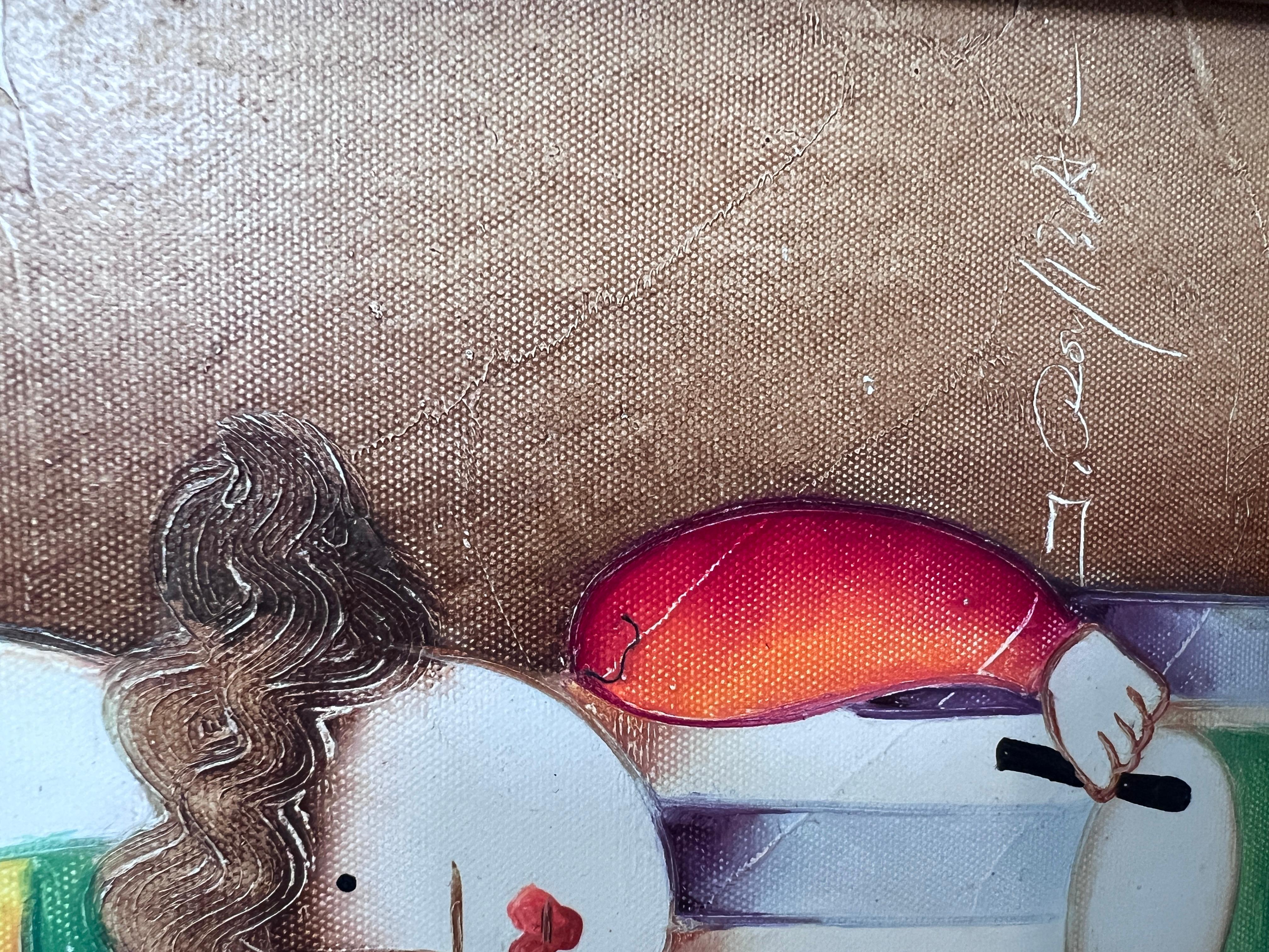 Joyce Roybal Original Painting on Canvas  Musicians  Signed & Framed Artwork For Sale 5