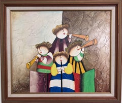 Joyce Roybal Original Painting on Canvas  Musicians  Signed & Framed Artwork