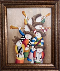 Joyce Roybal Original Painting on Canvas  Musicians  Signed & Framed Artwork