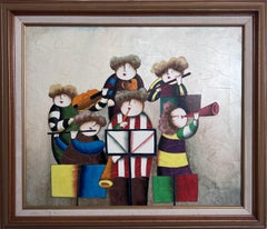 Joyce Roybal Original Painting on Canvas  Musicians  Signed & Framed Artwork