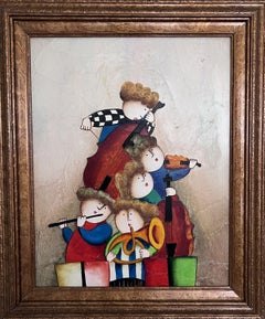 Joyce Roybal Original Painting on Canvas  Musicians  Signed & Framed Artwork