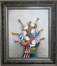 Joyce Roybal Painting on Canvas  Musicians  Signed & Framed Artwork
