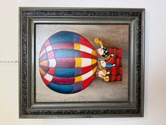 Large Roybal Oil Painting Children Balloon Whimsical Framed Canvas
