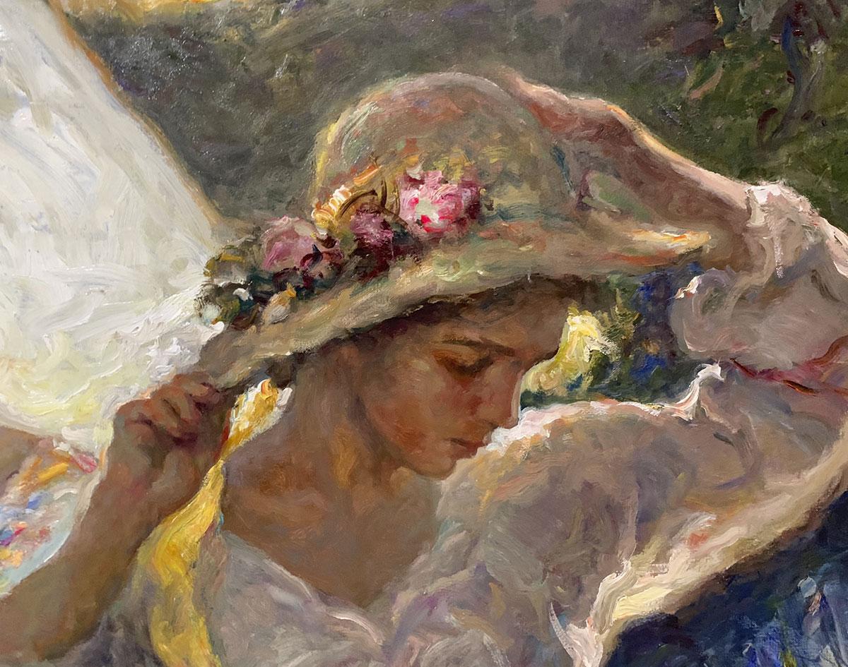 In the Garden - José Royo Oil painting on canvas Impressionist 3