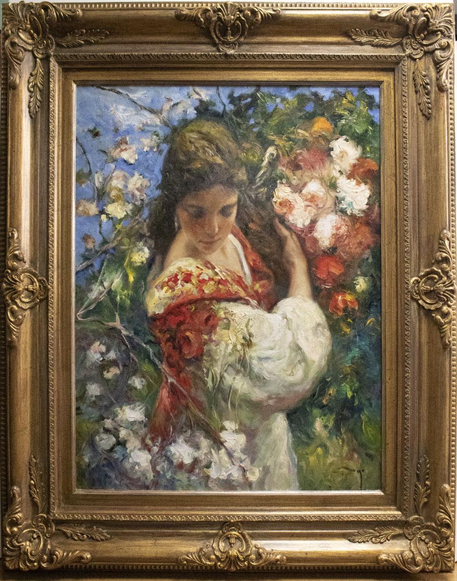 In the Garden - José Royo Oil painting on canvas Impressionist For Sale 3