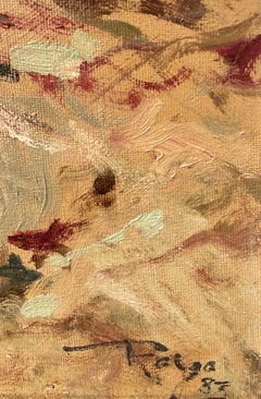 Large Mother and Child in Flower Garden Oil Painting, Spanish Impressionist art