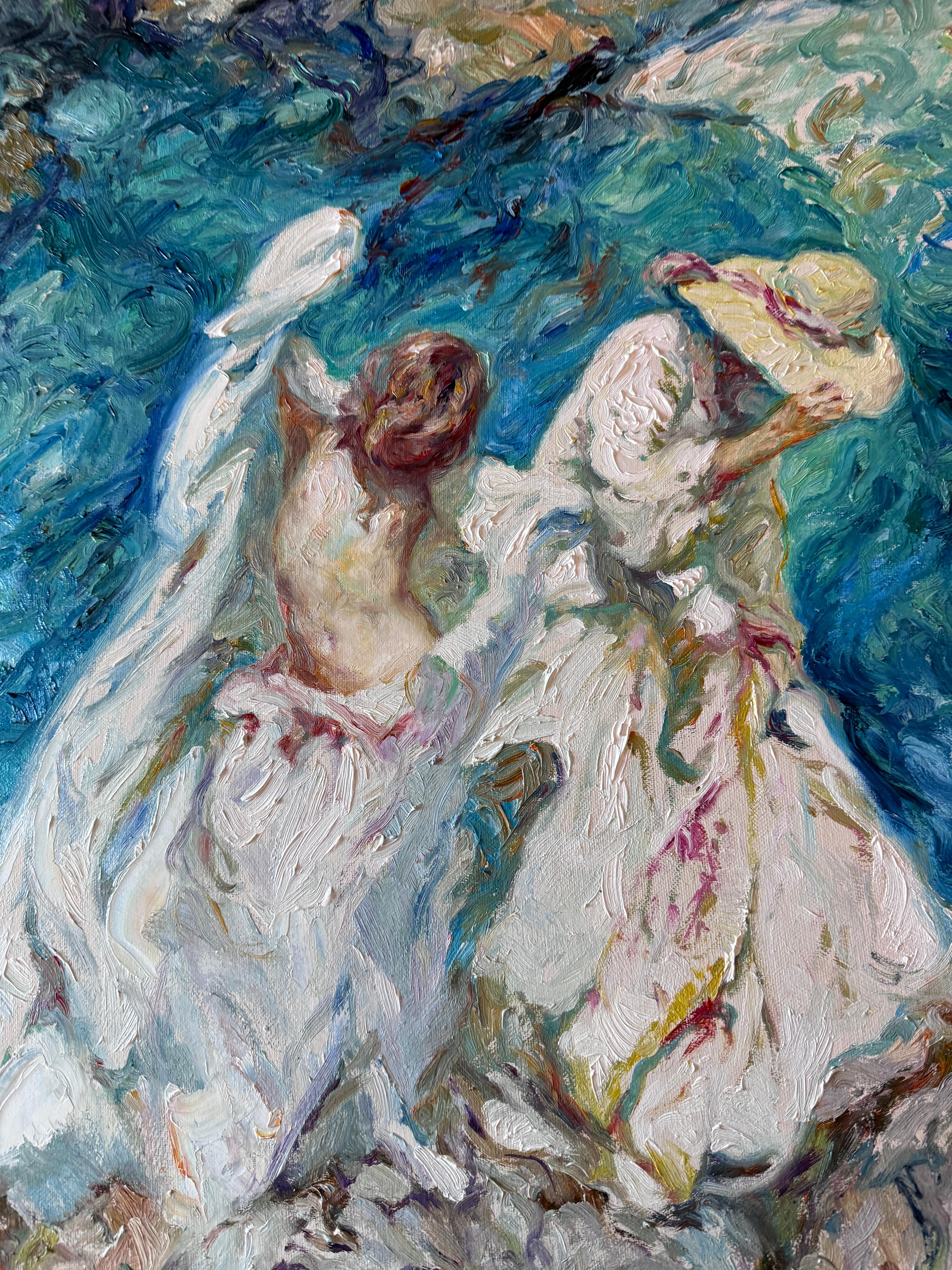 Women by the Sea spanish oil on canvas painting mediterranean art For Sale 2