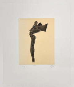 Escultor mexicano, "Ángel" 2002 Grabado al aguafuerte mezzotinto original firmado a mano2