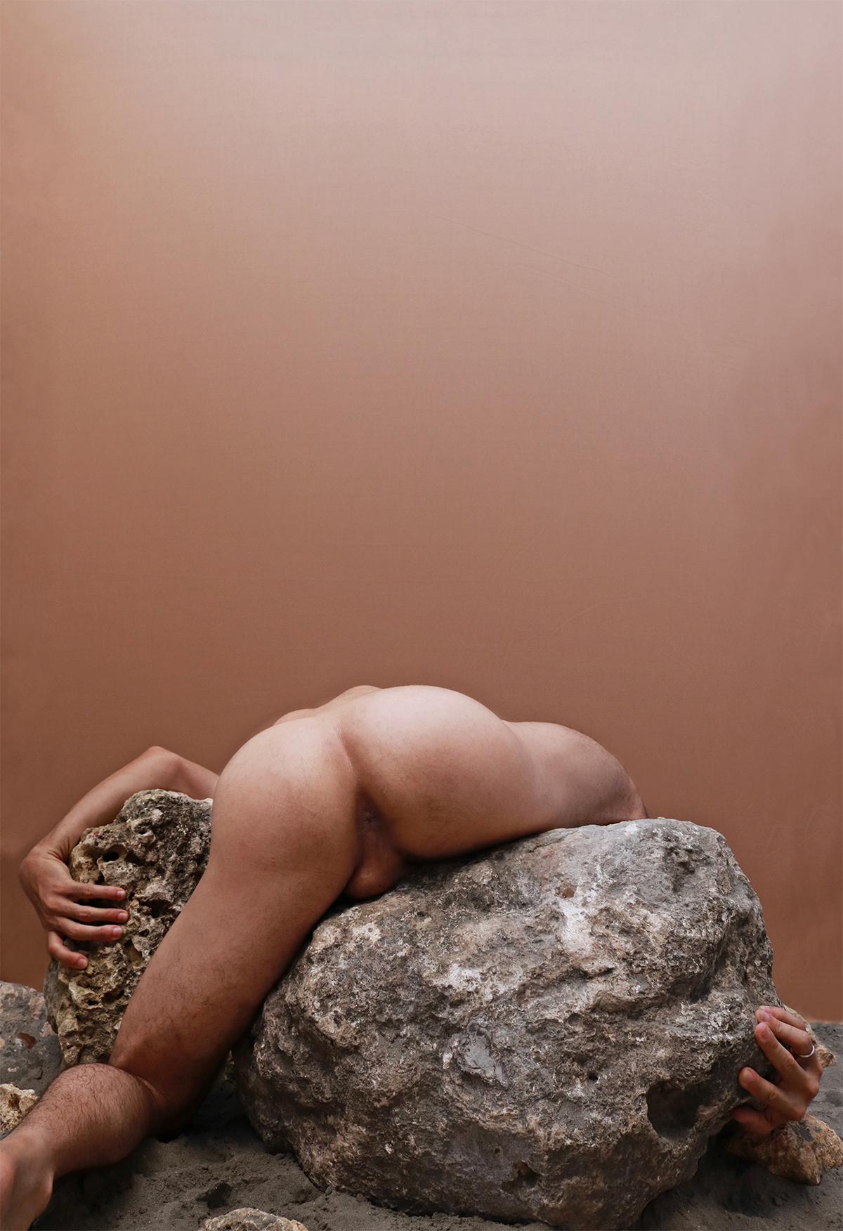 Jose Sierra Nude Photograph - Self Portrait #5 From La Piedra Sustituta II Series. Limited edition color photo