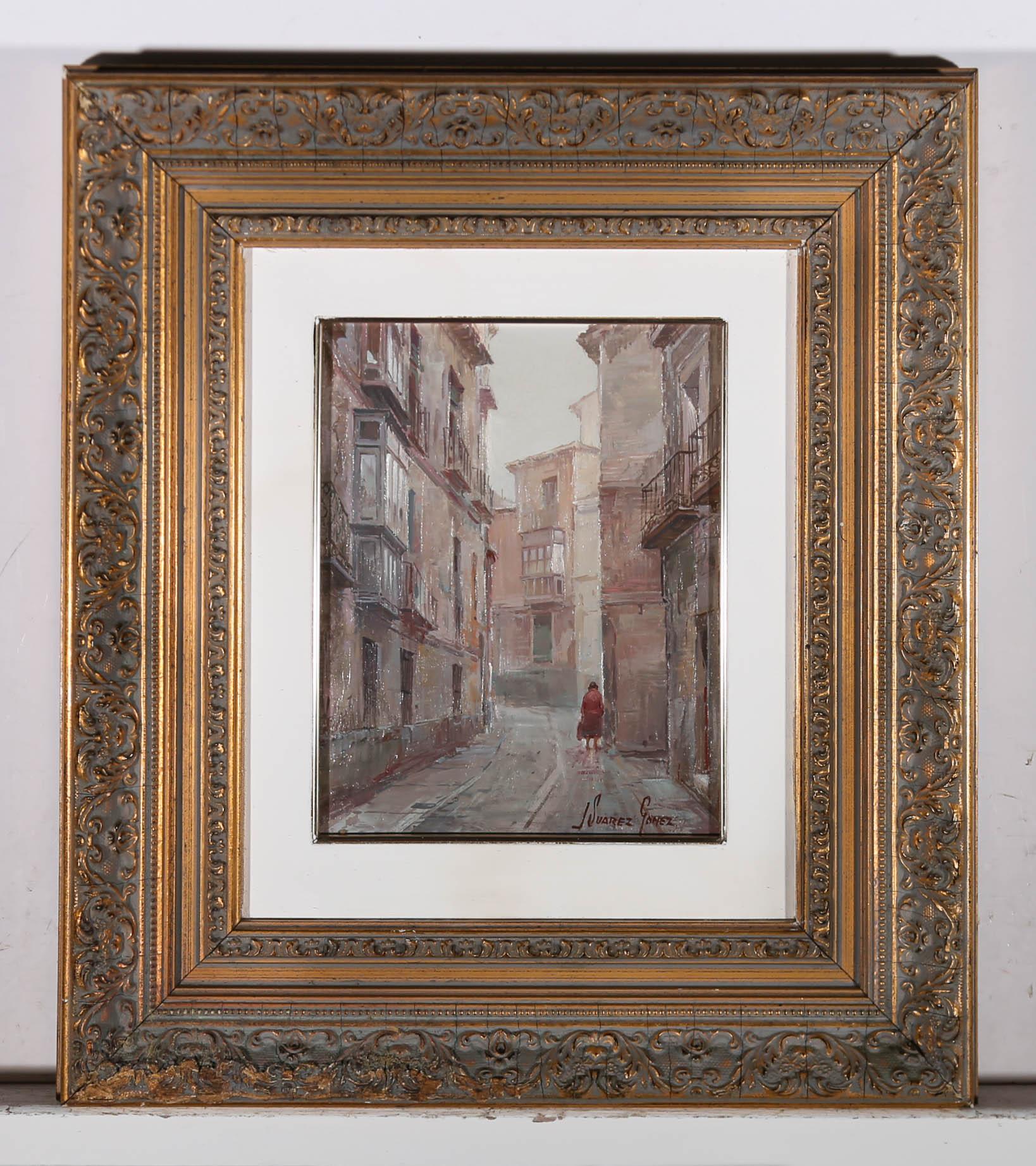 Jose Suarez Gomez - Framed 20th Century Oil, The Streets of Toledo For Sale 1