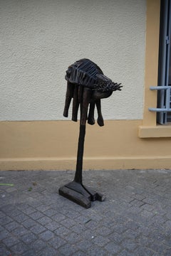 José Subirà-Puig Wood and Leather Sculpture, Elongated Form, 1970