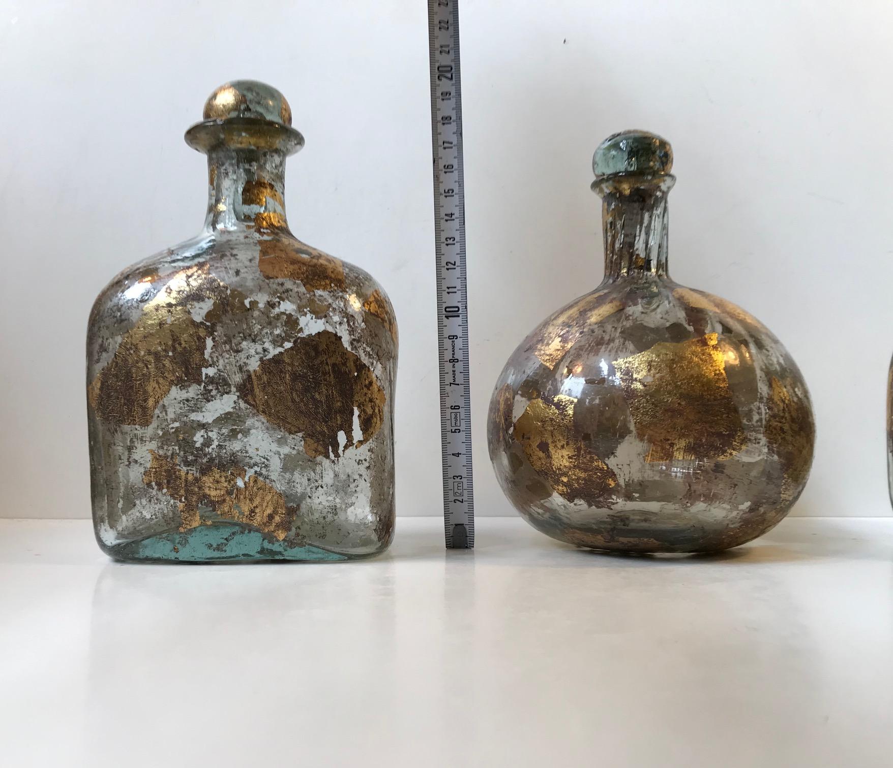 Jose Torres La Colleccion Glass and Gold Leaf Decanter Set, Mexico, 2000s In Good Condition In Esbjerg, DK
