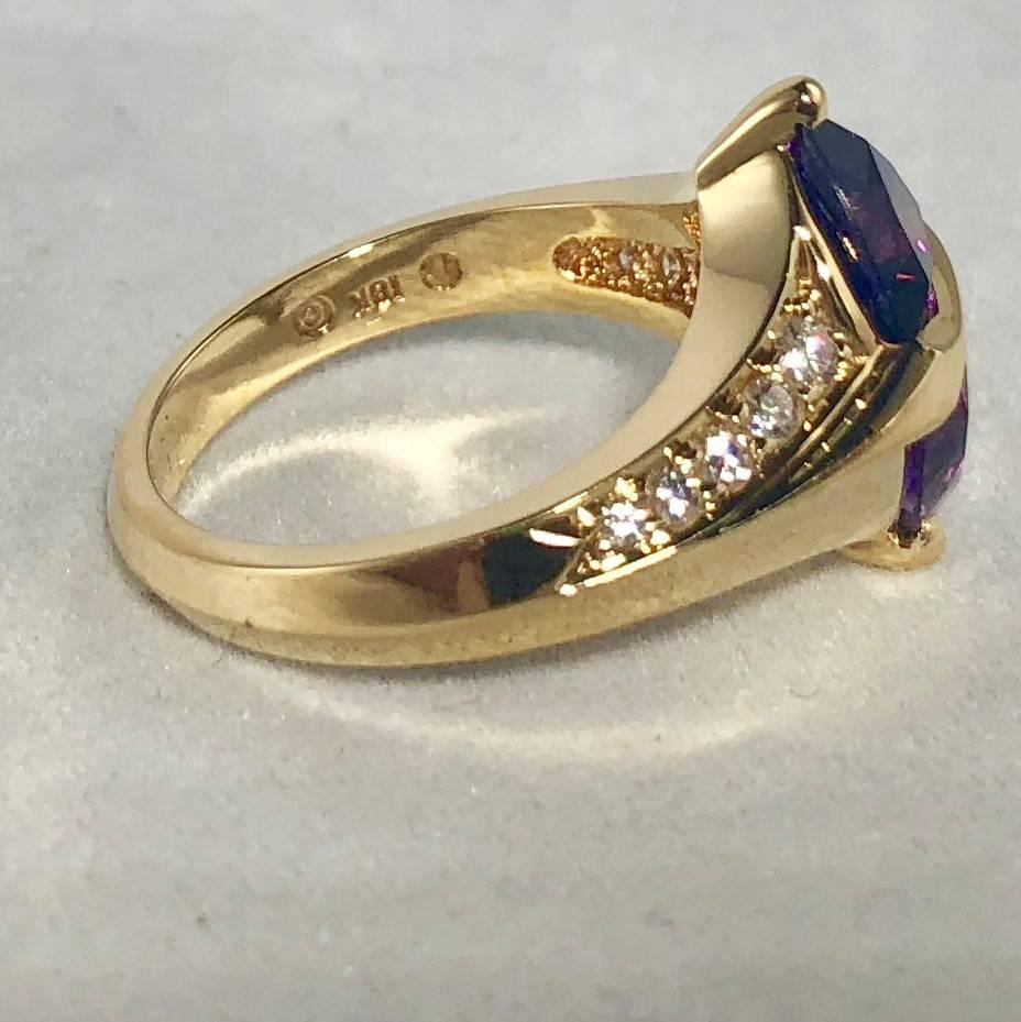 Jose Trillos 18 Karat Amethyst and Diamond Cocktail Ring For Sale 2
