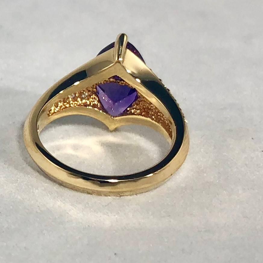 Jose Trillos 18 Karat Amethyst and Diamond Cocktail Ring For Sale 3