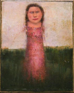 Peinture à l'huile sur toile « Meisje in Landschap 3 Girl in Landscape », en stock