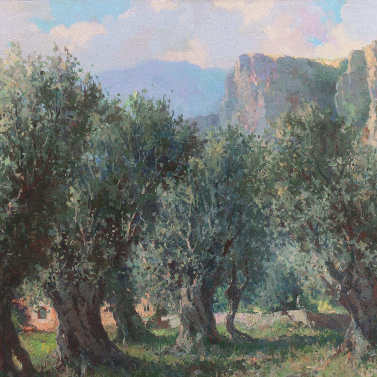 'Olive Groves, Mallorca', San Jorge School, Barcelona, Catalonia, Majorca - Painting by Jose Ventosa Domenech