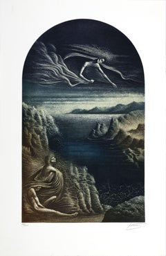 Jose Viera Artista Uruguayo Grabado Original Firmado a Mano surrealismo n1