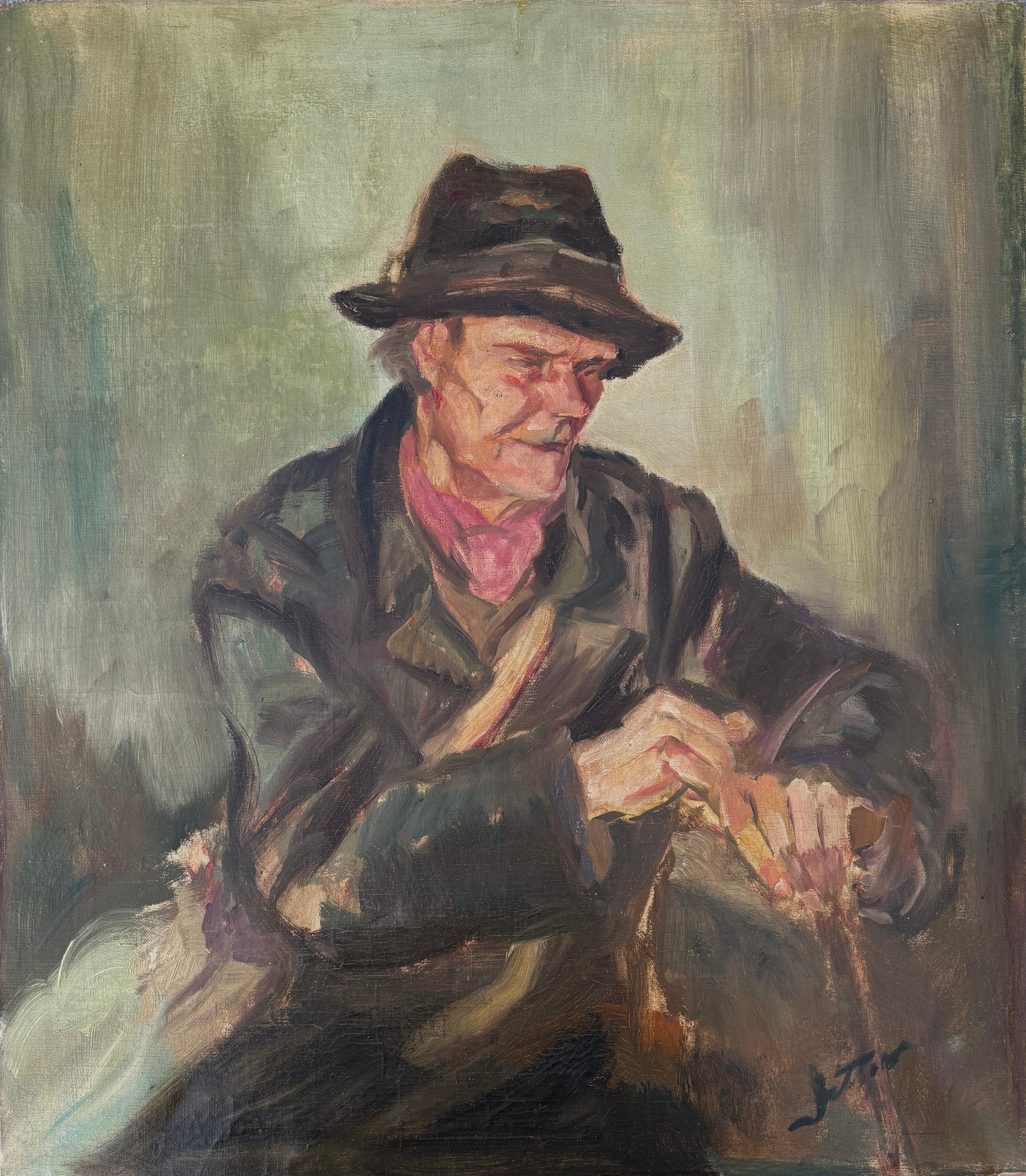 José Fin Important Signed Oil Portrait, School of Paris, Picasso Family c. 1940s