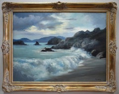 „AtarDECER“ ACAPULCO MEXICO OIL ON CANvas DATED 1954 FRAMED 37 X 47