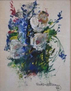 "BOUQUET" DATED 1966 OIL APPLIED BY PALETE KNIFE