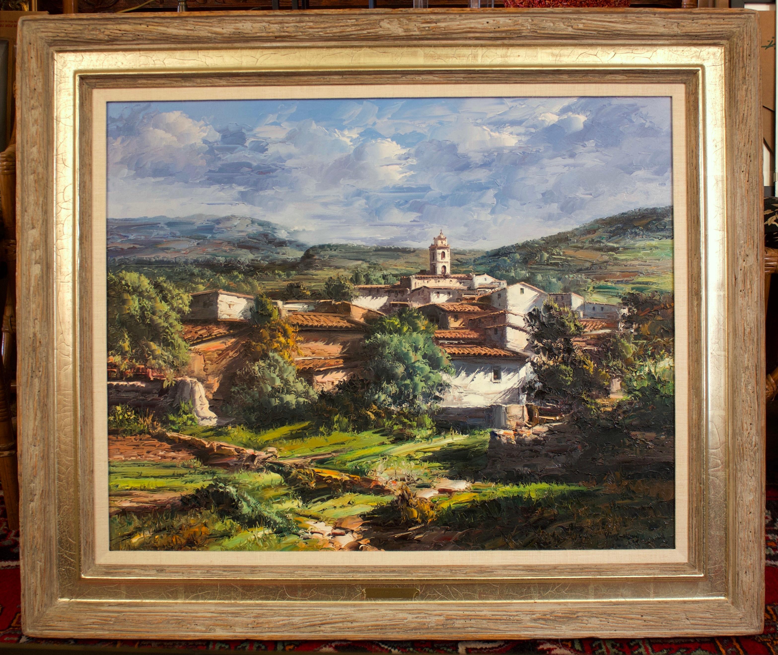 Catalonian Village Scene - Painting by Jose Vives-Atsara