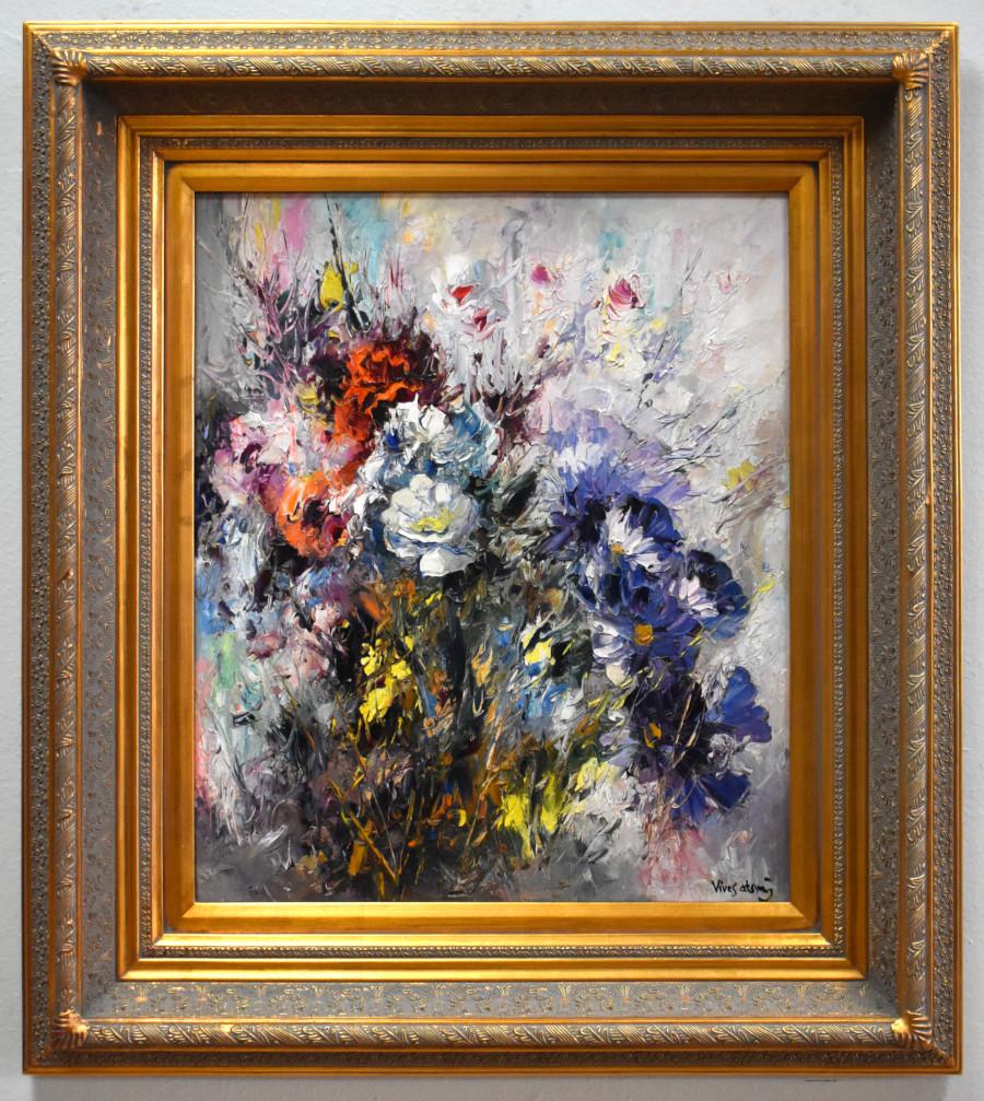 "FLORES" ÖL AUF PLATTE, MIT SPACHTEL AUFGETRAGEN, DATIERT 1962