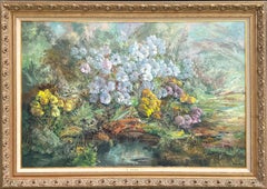 "FLOWERS" 46 X 65 FRAMED.  MASTER OF THE PALETTE KNIFE. BIG AND BEAUTIFUL!!